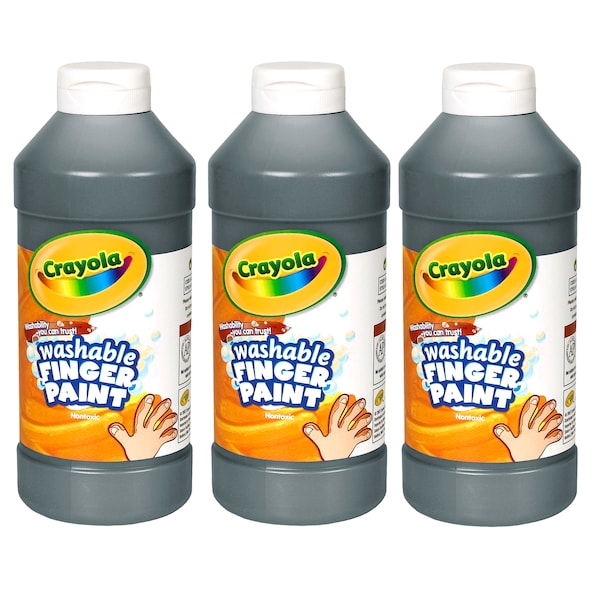 Washable Finger Paint, Black, 16 oz. Bottle, PK3